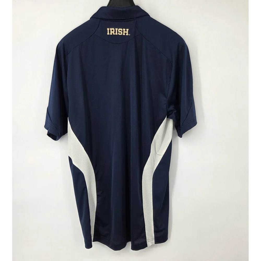 Notre Dame Fighting Irish Polo Shirt Mens Large Blue Golf‎ Adidas Climalite NCAA